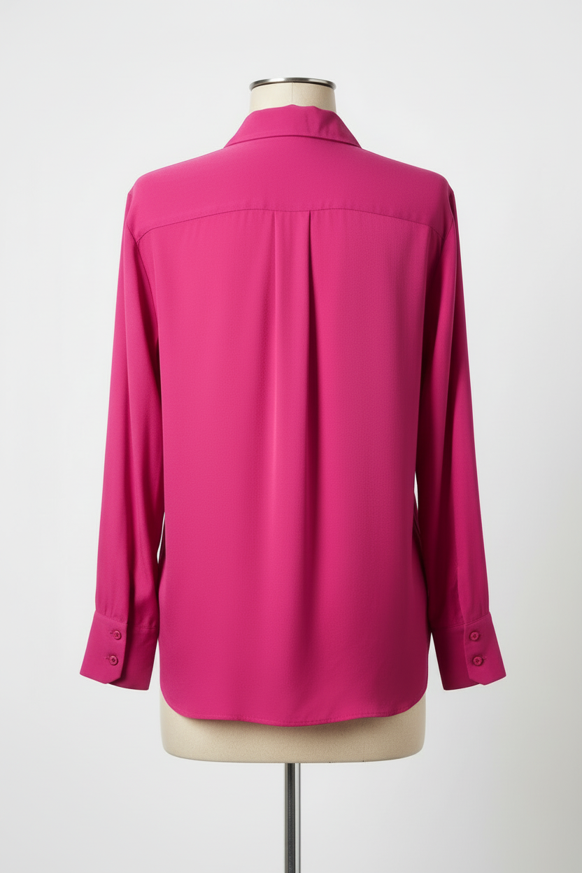 Camisa fucsia en maniquí, vista trasera