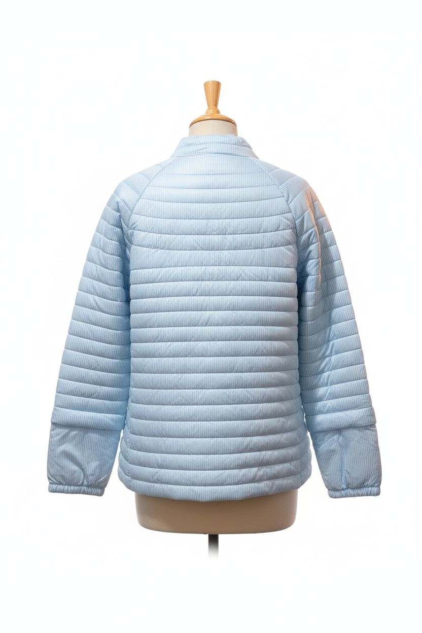 Vista trasera de la chaqueta en maniquí de madera